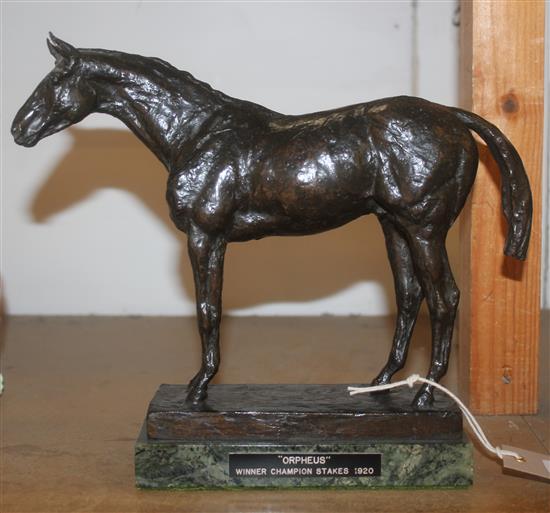 Bronze equestrian study, Orpheus, Winner Champion Stakes, Newmarket, 1920